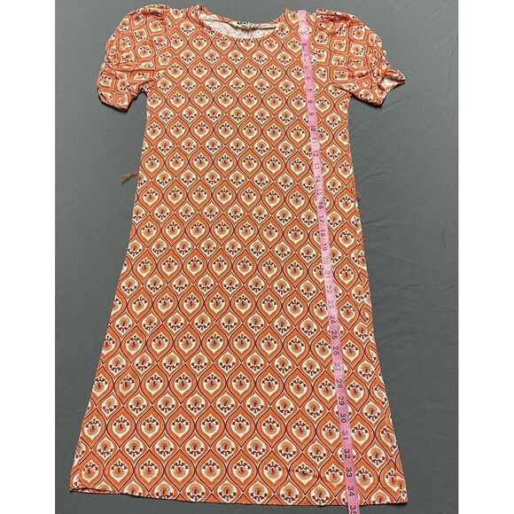 Boden Geometric Print Jersey Knit Puff Sleeve Dress Orange Women's US Size 2 - Picture 7 of 9